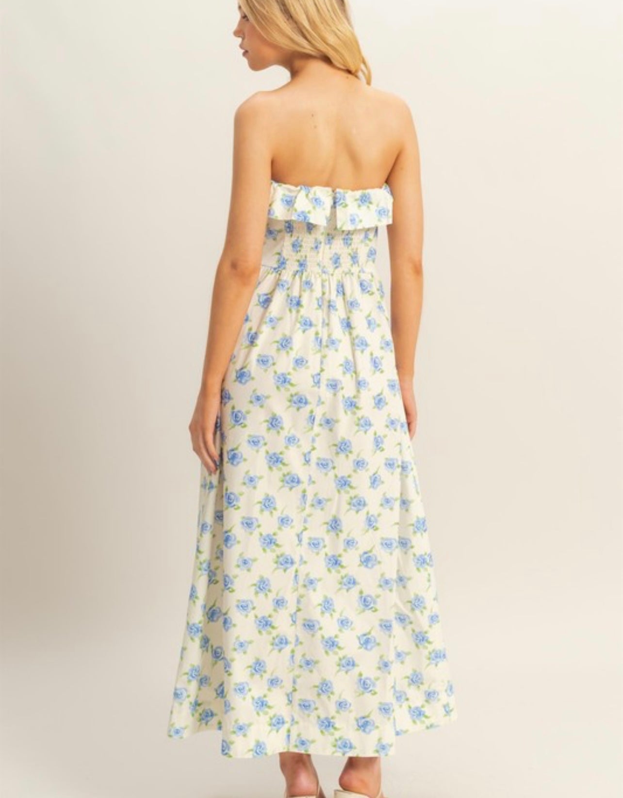 Floral Foldover-Neck Maxi Dress