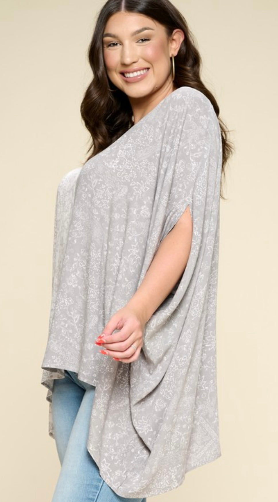 Curvy Grey Poncho Top