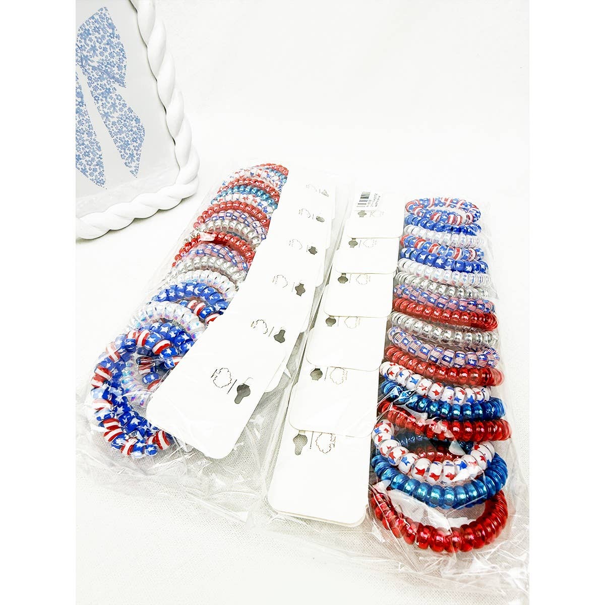 USA Theme Phone Cord Hair Tie Set