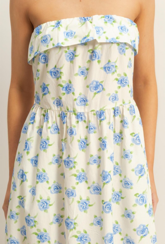 Floral Foldover-Neck Maxi Dress