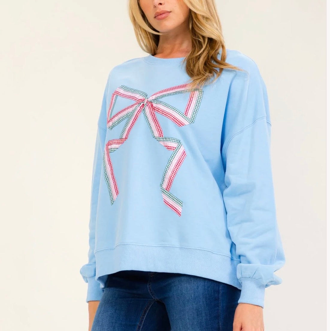 Quilt Stitched Bow Sweatshirt
