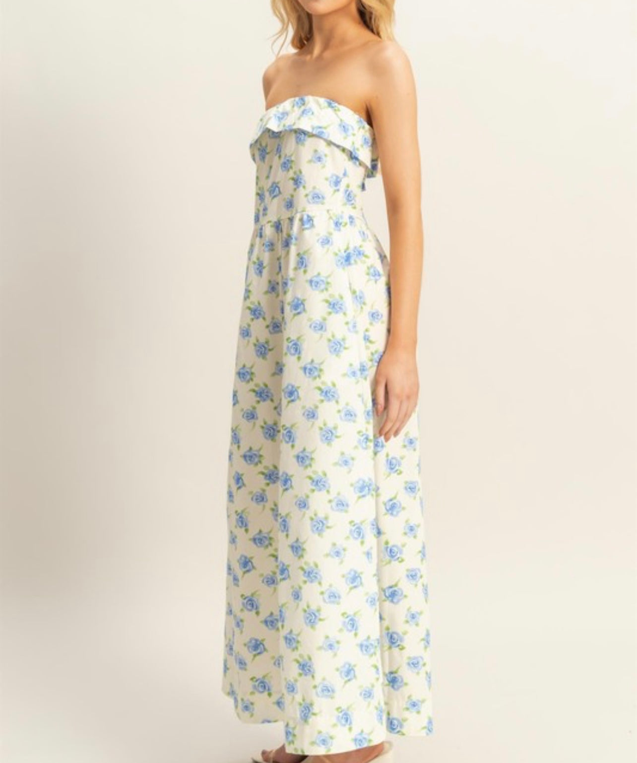 Floral Foldover-Neck Maxi Dress