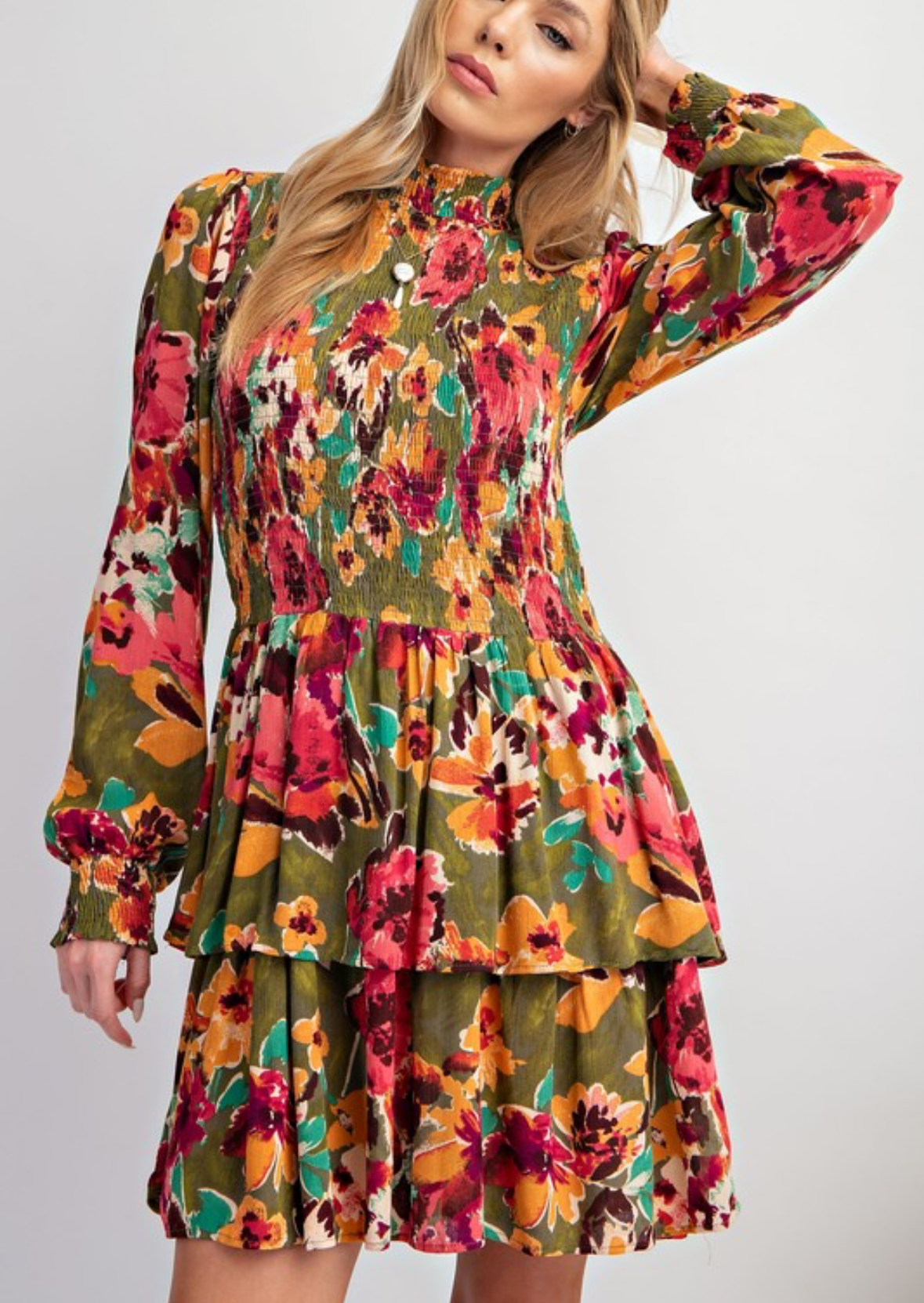 Sage Floral Dress