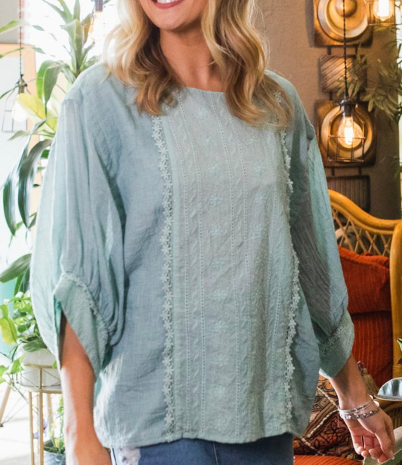 Sage Eyelet Blouse