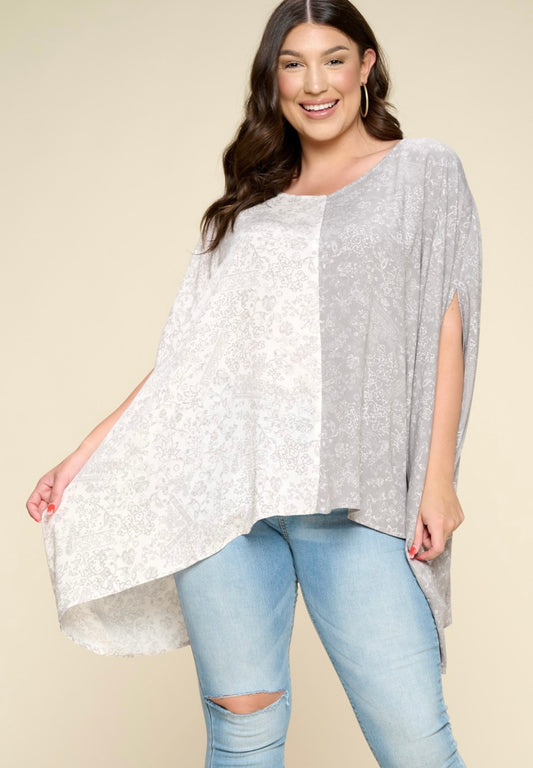 Curvy Grey Poncho Top