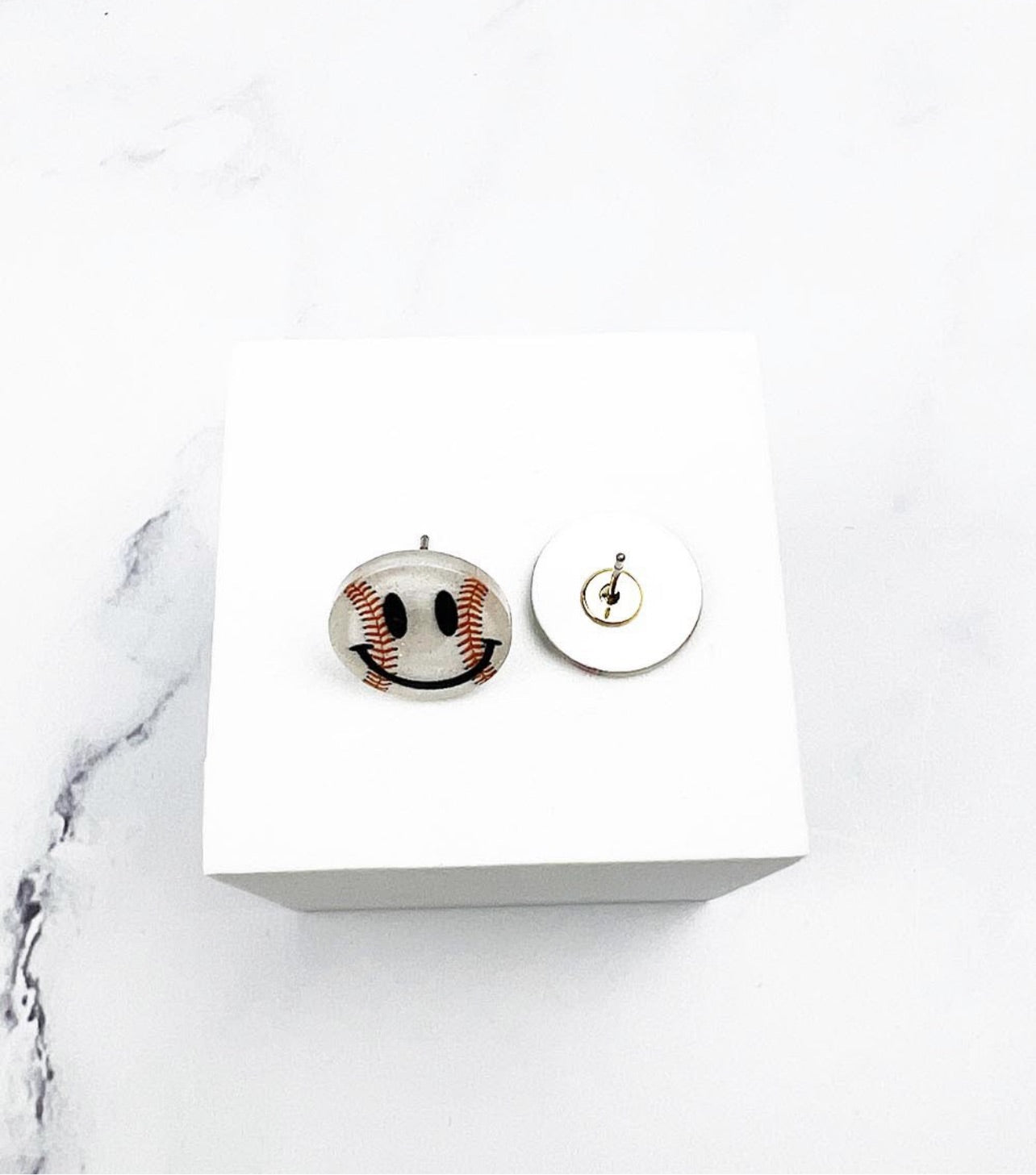 Smiley Baseball Earrings