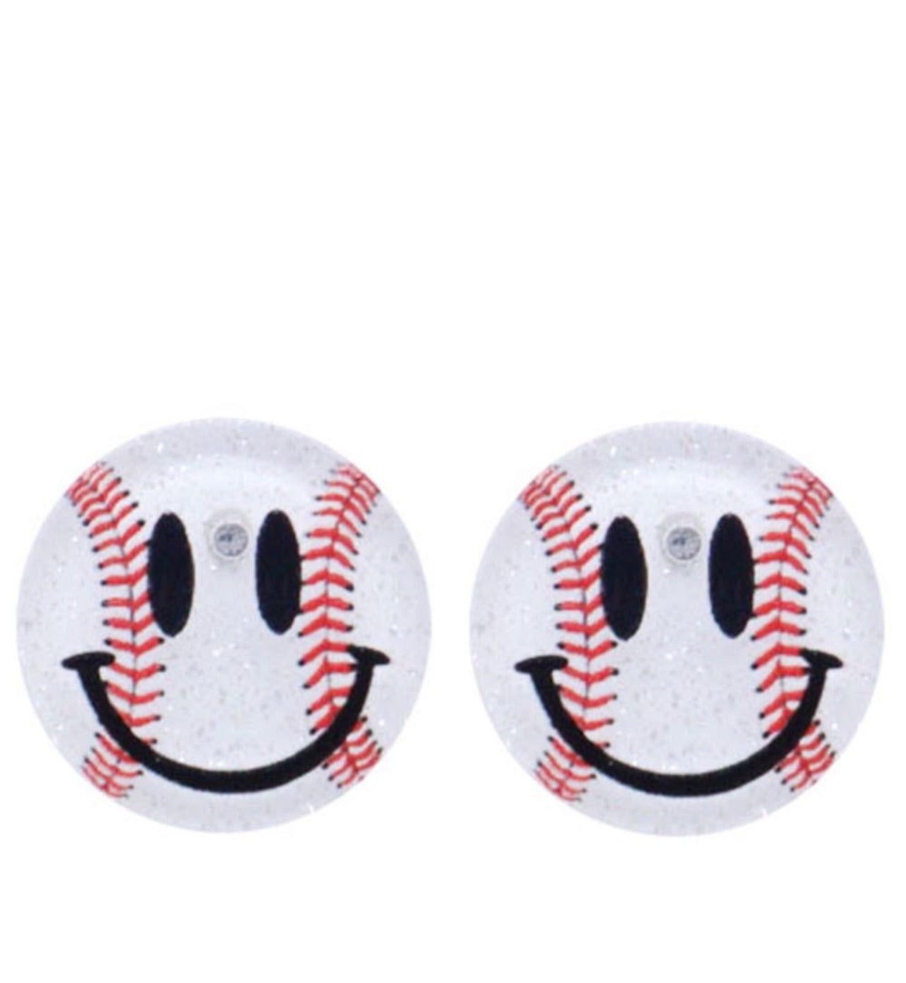 Smiley Baseball Earrings