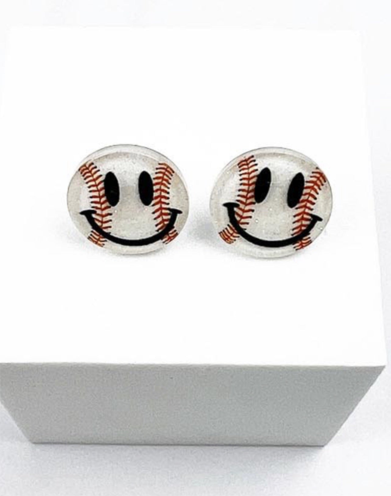 Smiley Baseball Earrings