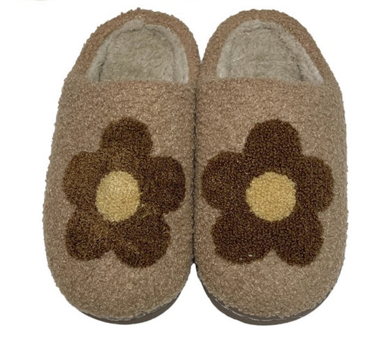 Brown Flower Slippers